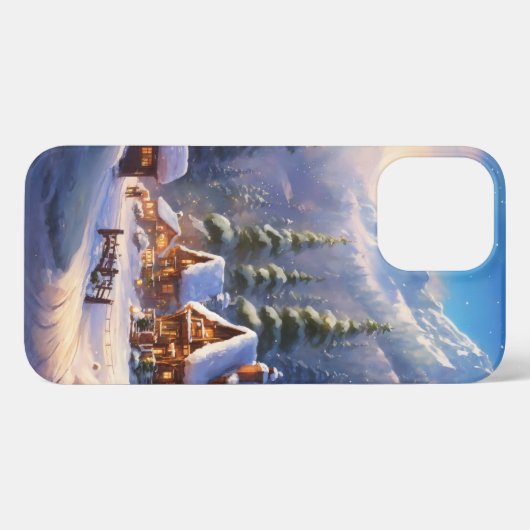 宇宙心地よい:ウルトラ居心地の良い冬の森のクリスマス iPhoneケース (裏面横)