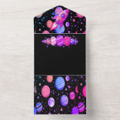 宇宙思考の宇宙空間メッセージカード オールインワン招待状 (内側)