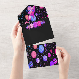 宇宙思考の宇宙空間メッセージカード オールインワン招待状