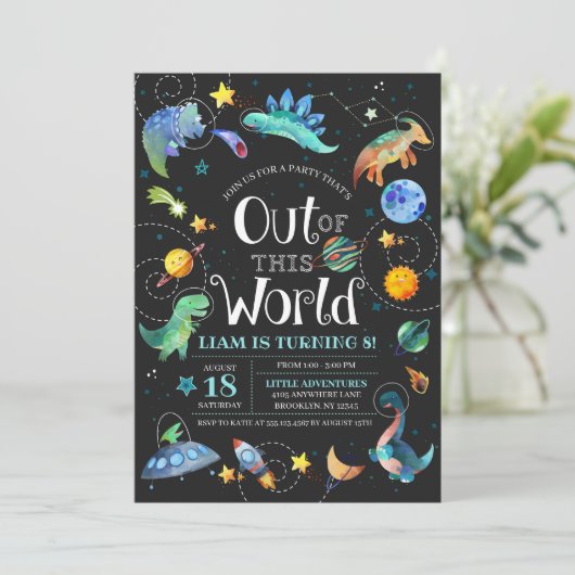 宇宙恐竜がこの世界の銀河系誕生日 招待状 (スタンド正面)