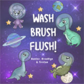 宇宙恐竜の宇宙飛行士は惑星バスルームを星 シール (正面)