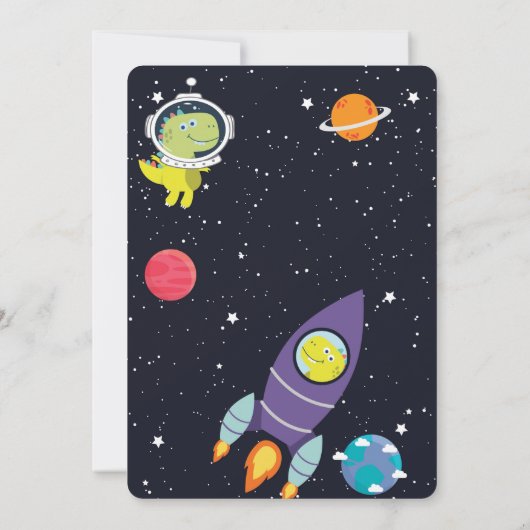 宇宙恐竜銀河系ベビーシャワー 招待状 (裏面)