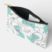 宇宙恐竜、かわいい恐竜、宇宙船、星 アクセサリーポーチ (見開き)