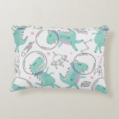 宇宙恐竜、かわいい恐竜、宇宙船、星 アクセントクッション (裏面)