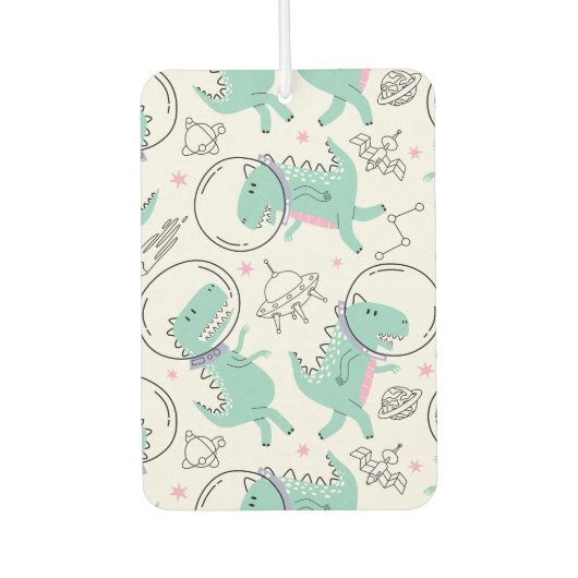 宇宙恐竜、かわいい恐竜、宇宙船、星 カーエアーフレッシュナー (正面)