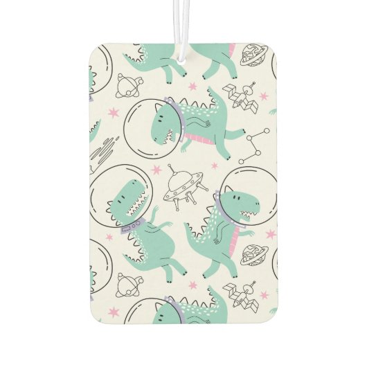 宇宙恐竜、かわいい恐竜、宇宙船、星 カーエアーフレッシュナー (裏面)