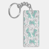 宇宙恐竜、かわいい恐竜、宇宙船、星 キーホルダー (正面左)