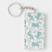 宇宙恐竜、かわいい恐竜、宇宙船、星 キーホルダー (正面)