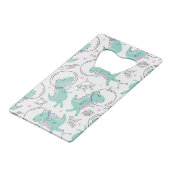 宇宙恐竜、かわいい恐竜、宇宙船、星 クレジットカード栓抜き (裏面アングル)