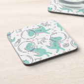 宇宙恐竜、かわいい恐竜、宇宙船、星 コースター (左側)