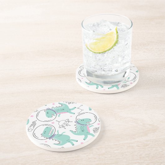 宇宙恐竜、かわいい恐竜、宇宙船、星 コースター (側面)