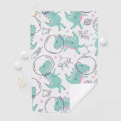 宇宙恐竜、かわいい恐竜、宇宙船、星 ゴルフタオル (インサイチュ)