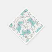 宇宙恐竜、かわいい恐竜、宇宙船、星 スタンダードカクテルナプキン (角)