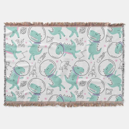 宇宙恐竜、かわいい恐竜、宇宙船、星 スローブランケット (正面)