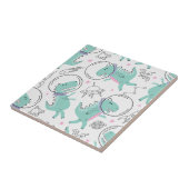 宇宙恐竜、かわいい恐竜、宇宙船、星 タイル (側面)