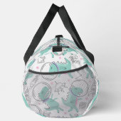 宇宙恐竜、かわいい恐竜、宇宙船、星 ダッフルバッグ (右)