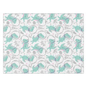 宇宙恐竜、かわいい恐竜、宇宙船、星 テーブルクロス (正面(横))