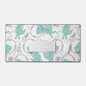 宇宙恐竜、かわいい恐竜、宇宙船、星 デスクマット (キーボード&マウス)