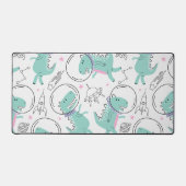 宇宙恐竜、かわいい恐竜、宇宙船、星 デスクマット (正面)