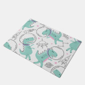 宇宙恐竜、かわいい恐竜、宇宙船、星 ドアマット (アングル)