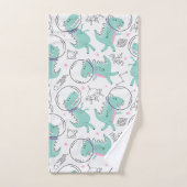 宇宙恐竜、かわいい恐竜、宇宙船、星 バスタオルセット (ハンドタオル)