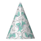 宇宙恐竜、かわいい恐竜、宇宙船、星 パーティーハット (裏面)