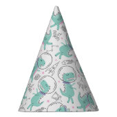 宇宙恐竜、かわいい恐竜、宇宙船、星 パーティーハット (右)