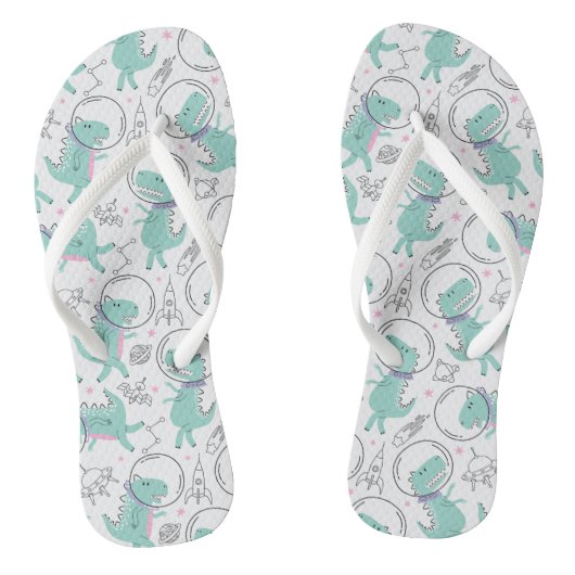 宇宙恐竜、かわいい恐竜、宇宙船、星 ビーチサンダル (ソール)