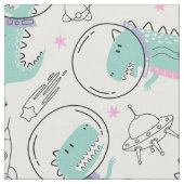 宇宙恐竜、かわいい恐竜、宇宙船、星 ファブリック (クローズアップ)