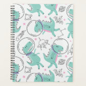 宇宙恐竜、かわいい恐竜、宇宙船、星 プランナー手帳 (正面)