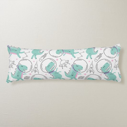 宇宙恐竜、かわいい恐竜、宇宙船、星 ボディピロー (正面)