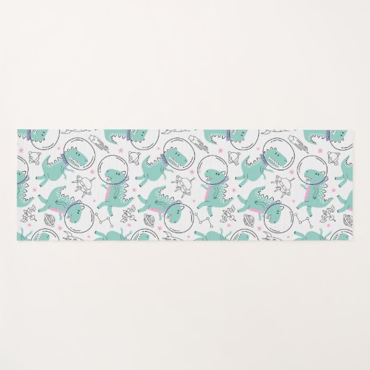 宇宙恐竜、かわいい恐竜、宇宙船、星 ヨガマット (正面(横))