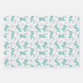 宇宙恐竜、かわいい恐竜、宇宙船、星 ラッピングペーパーシート (正面)