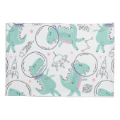 宇宙恐竜、かわいい恐竜、宇宙船、星 枕カバー (裏面)