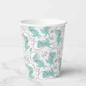 宇宙恐竜、かわいい恐竜、宇宙船、星 紙コップ (裏面)