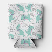 宇宙恐竜、かわいい恐竜、宇宙船、星 缶クーラー (正面)