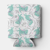 宇宙恐竜、かわいい恐竜、宇宙船、星 缶クーラー (裏面)