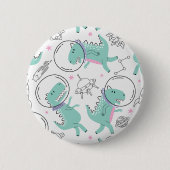 宇宙恐竜、かわいい恐竜、宇宙船、星 缶バッジ (正面)