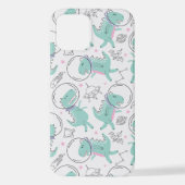 宇宙恐竜、かわいい恐竜、宇宙船、星 iPhoneケース (裏面)