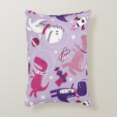 宇宙恐竜、かわいい恐竜、星、宇宙船 アクセントクッション (正面(垂直))