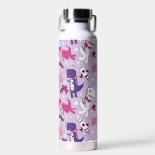 宇宙恐竜、かわいい恐竜、星、宇宙船 ウォーターボトル (正面)