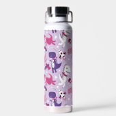 宇宙恐竜、かわいい恐竜、星、宇宙船 ウォーターボトル (背面)