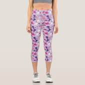 宇宙恐竜、かわいい恐竜、星、宇宙船 カプリレギンス (正面)