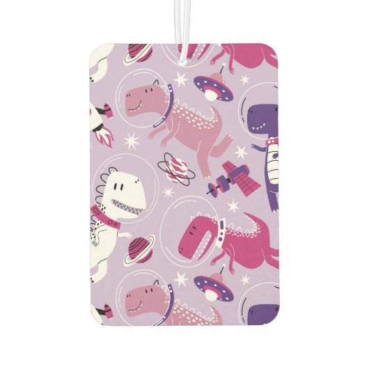 宇宙恐竜、かわいい恐竜、星、宇宙船 カーエアーフレッシュナー (裏面)