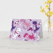 宇宙恐竜、かわいい恐竜、星、宇宙船 カード (黄色い花)