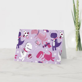 宇宙恐竜、かわいい恐竜、星、宇宙船 カード