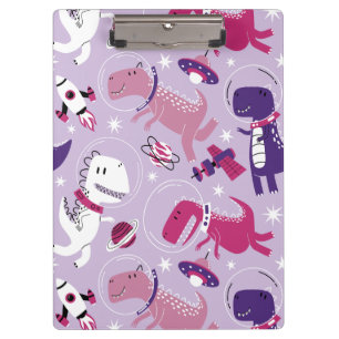 宇宙恐竜、かわいい恐竜、星、宇宙船 クリップボード