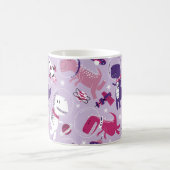 宇宙恐竜、かわいい恐竜、星、宇宙船 コーヒーマグカップ (中央)