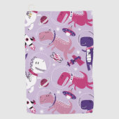 宇宙恐竜、かわいい恐竜、星、宇宙船 ゴルフタオル (正面)