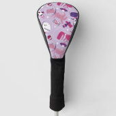 宇宙恐竜、かわいい恐竜、星、宇宙船 ゴルフヘッドカバー (正面)